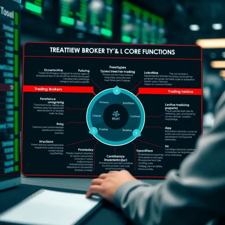Diagram illustrating different types of trading brokers and their main functions