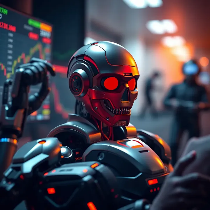Visual representation of various trading strategies and technologies integrated into a financial market bot