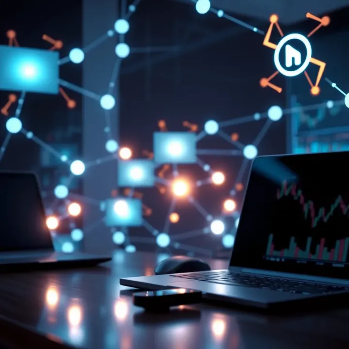 Digital devices interconnected with glowing lines symbolizing fast communication