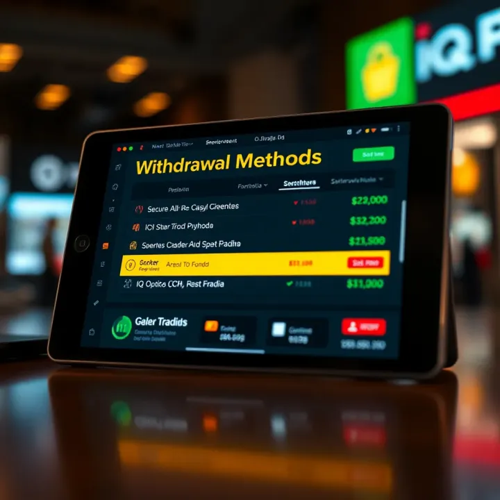 Secure withdrawal options from IQ Option platform displayed on a digital device