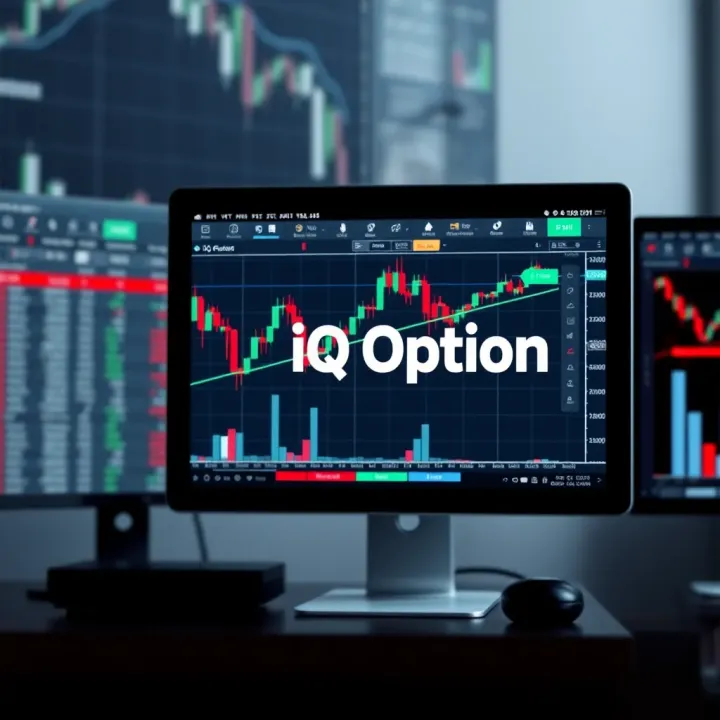 Computer screen displaying the IQ Option trading platform interface