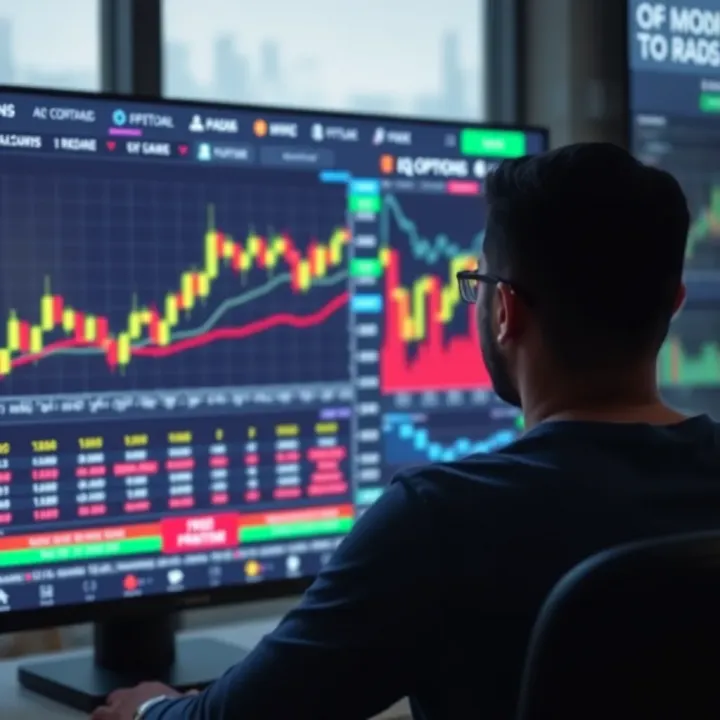 Overview of IQ Options trading platform interface showing charts and options selection