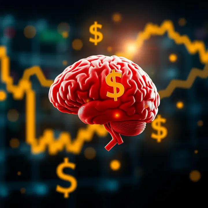 Neuro-Linguistic Programming in Financial Decision Making Concept of neuro-linguistic programming influencing financial decision making with brain and currency symbols