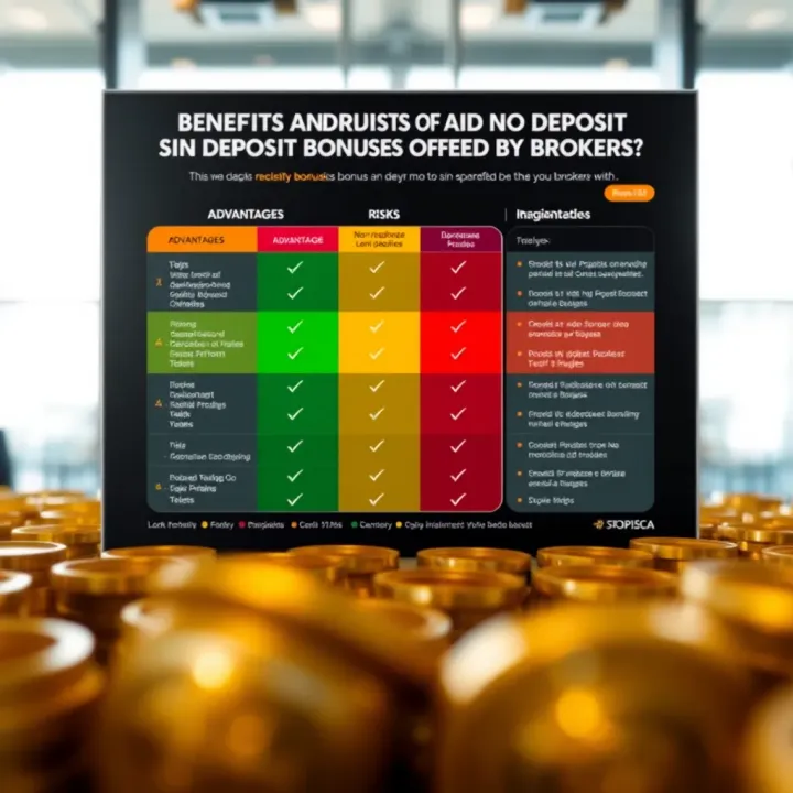 Benefits and Risks of No Deposit Bonuses Offered by Brokers Chart showing advantages and risks associated with no deposit bonuses from brokers