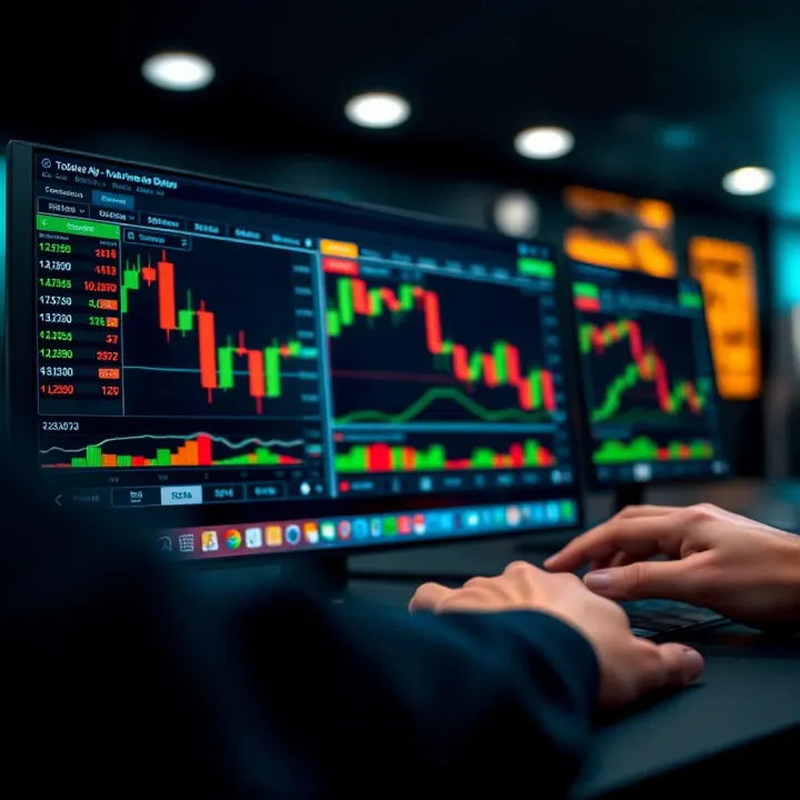 User interface of an online trading platform with various tools and charts