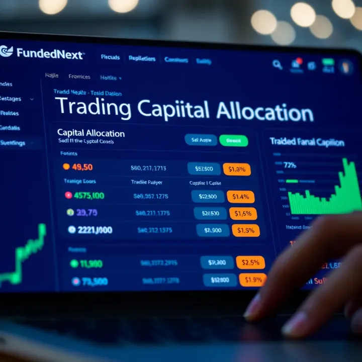 FundedNext platform interface showing trading capital allocation options