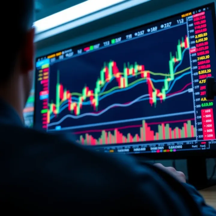 Trading platform interface showing live financial charts and market data