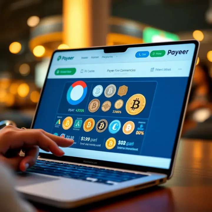 Digital wallet interface showing multiple currencies including cryptocurrencies