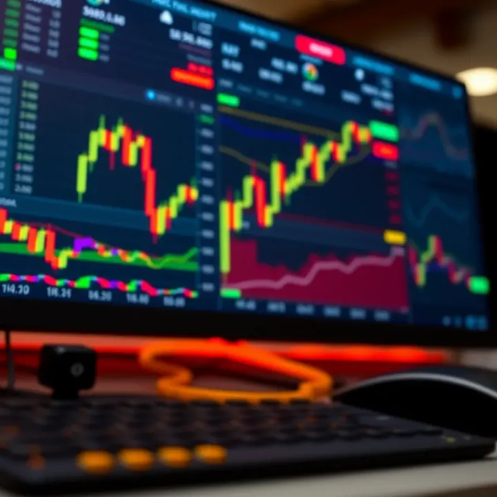 User interface of a trading platform showing charts and market data