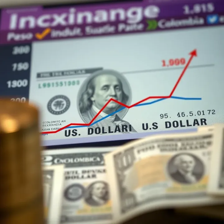 Graph showing exchange rate trends between the US dollar and Colombian peso over time