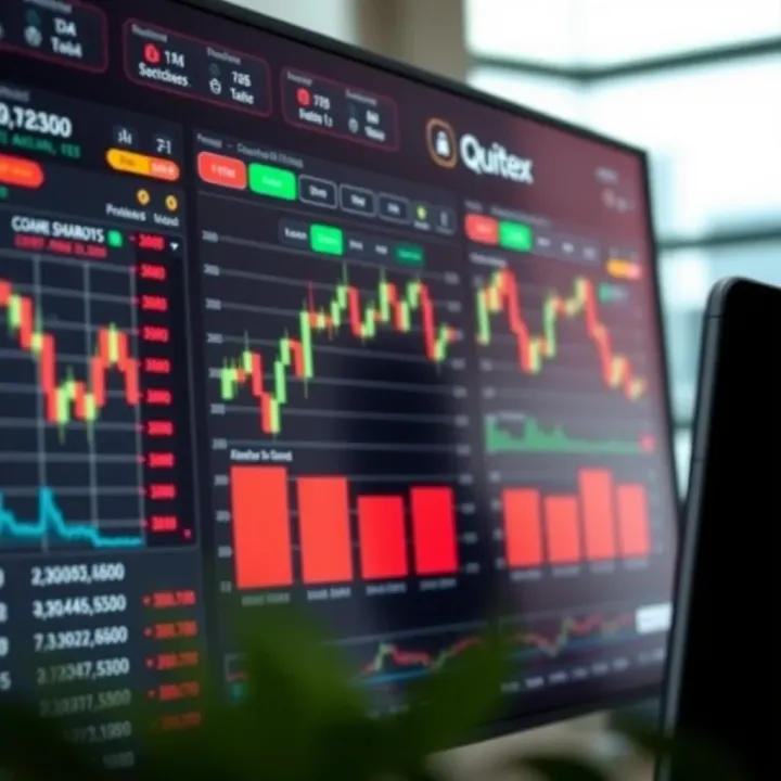User interface of Quotex trading platform showing financial charts and options