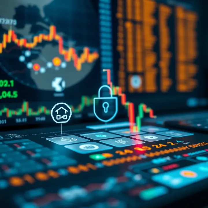 Regulated Binary Options Trading Platform in Colombia Illustration showing a secure digital platform with regulatory symbols and investment tools for binary options