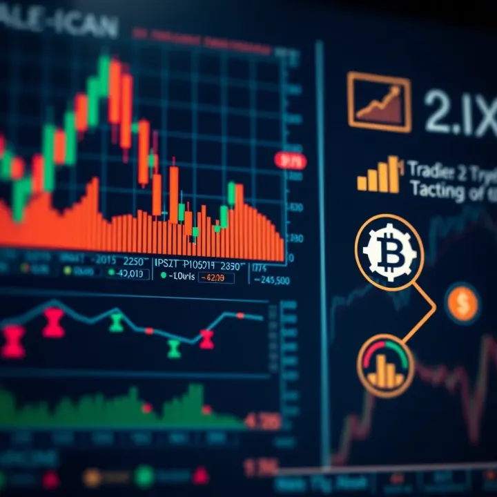 Graphical illustration of risk and strategy elements in synthetic asset trading with charts and tactical icons