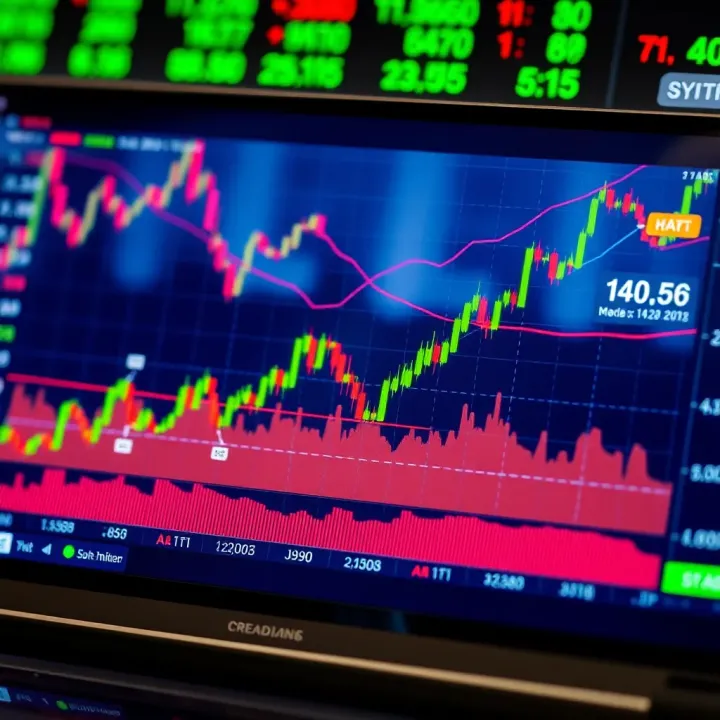 Graph showing synthetic indexes with financial data and indicators