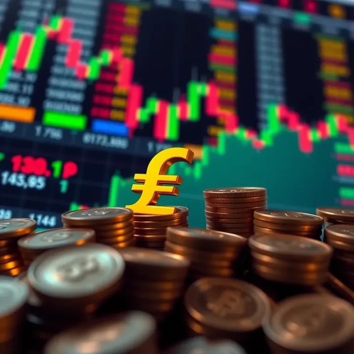 Illustration of financial assets with currency symbols indicating market prediction