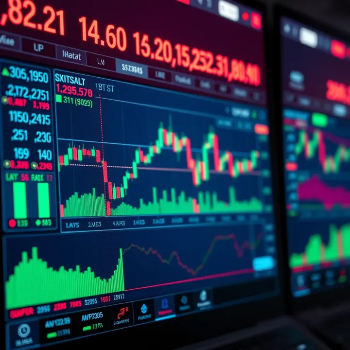 Automated trading interface displaying real-time financial charts and algorithmic signals