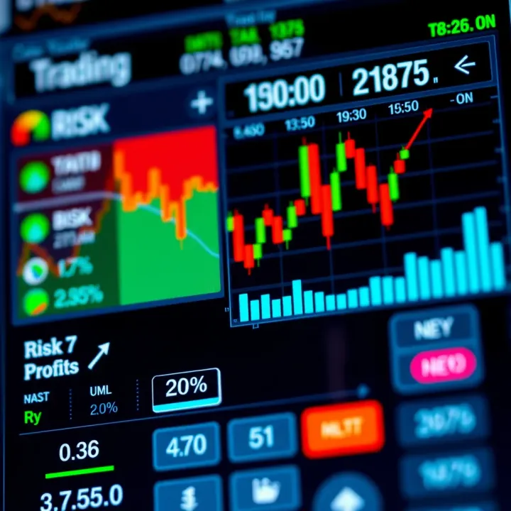 Interactive trading calculator interface displaying risk and profit metrics