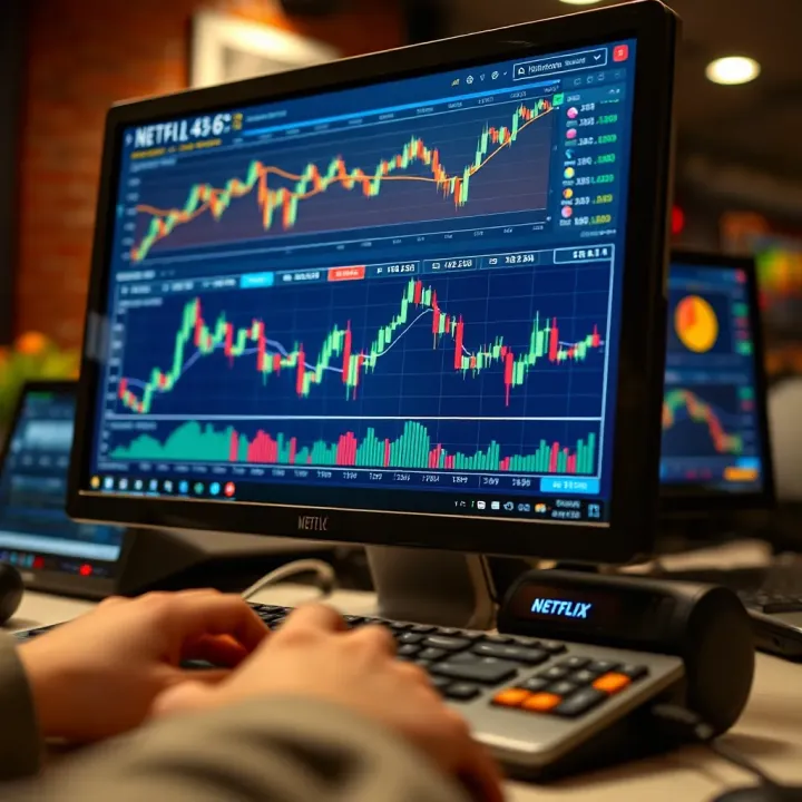 Financial charts and stock market graphs on a computer screen representing trading activities
