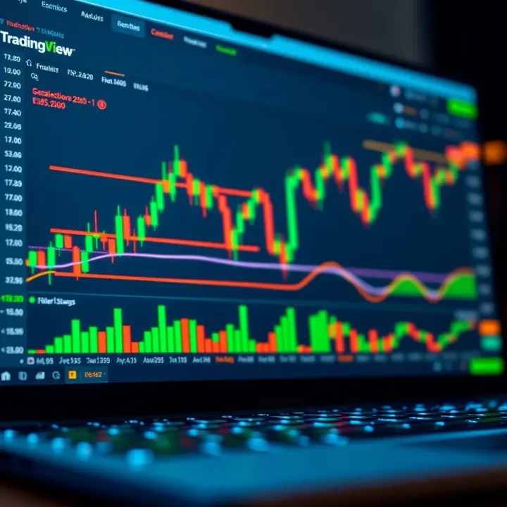 TradingView platform interface showing customizable financial charts with technical indicators for binary options trading