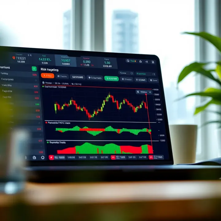 Risk management tools and graphical settings configured on TradingView to optimize trading strategies for Colombian market