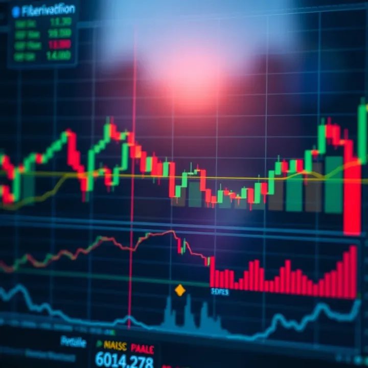 Chart showing derivatives trading with graphs representing market trends and financial instruments