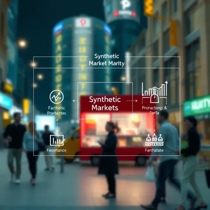 Diagram illustrating the concept of synthetic markets and how they replicate asset behavior through contracts