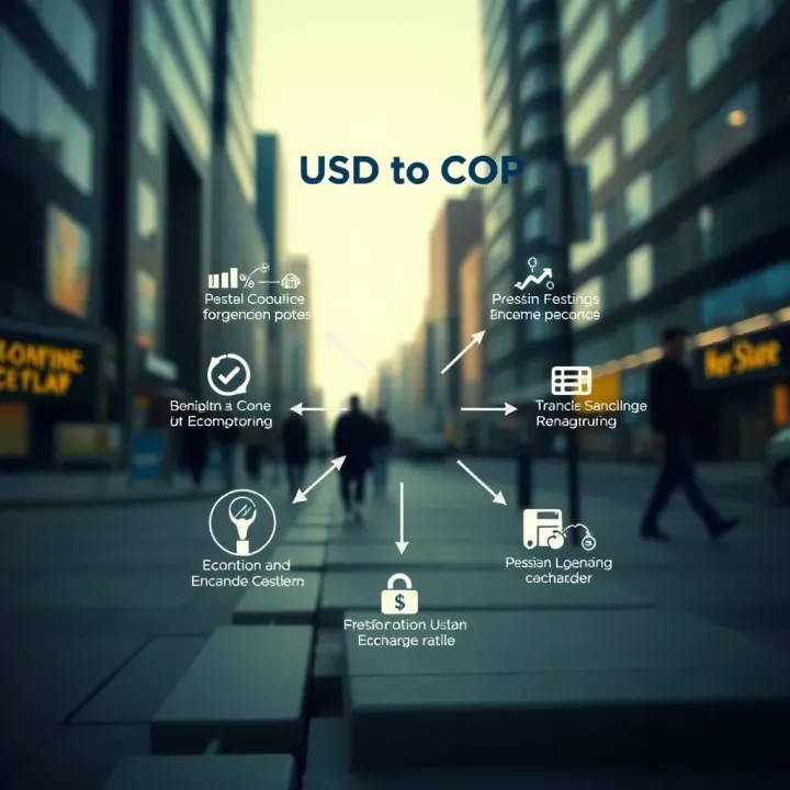 Diagram illustrating key economic and political factors influencing the USD to COP exchange rate