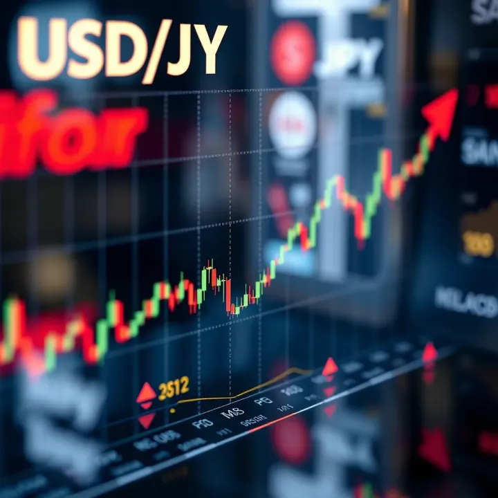 Graph showing USD to JPY exchange rate fluctuations influenced by economic and political events